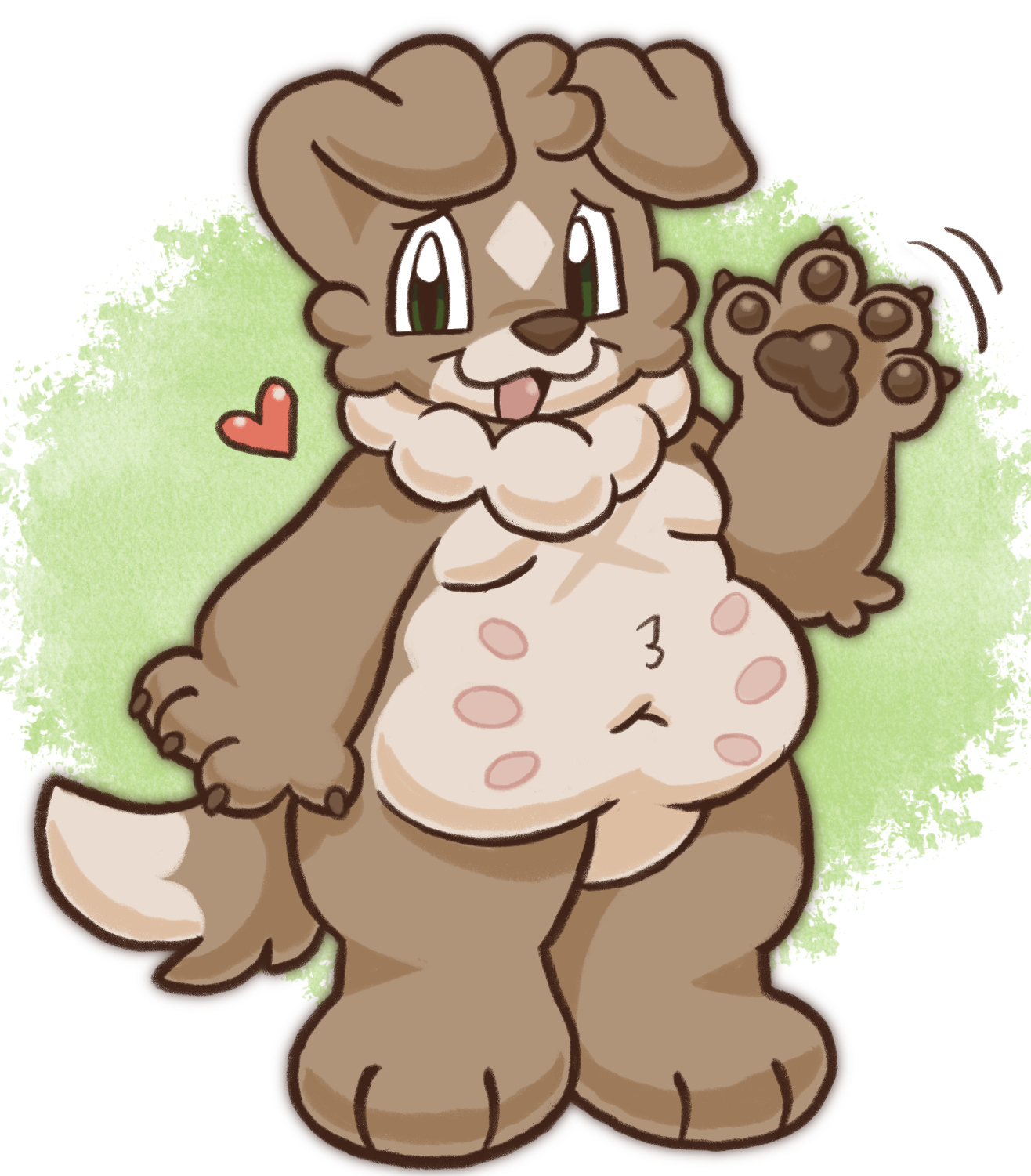 image of my fursona smiling and waving sheepishly